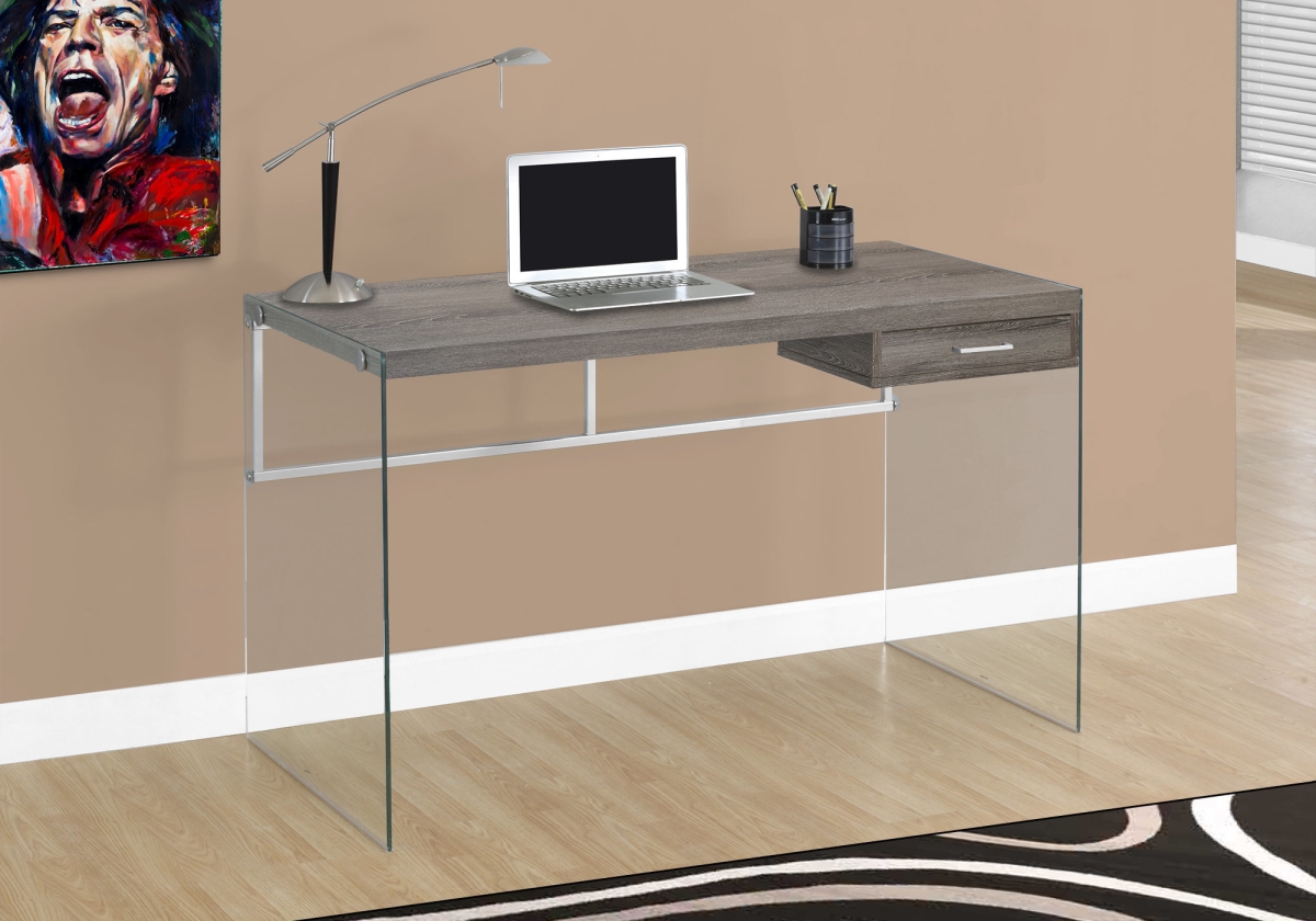 333409 30 In. Particle Board & Clear Tempered Glass Computer Desk