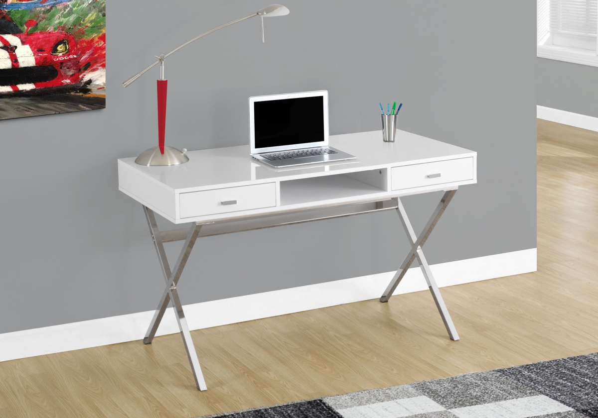 333412 29.25 In. Particle Board & Chrome Metal Computer Desk