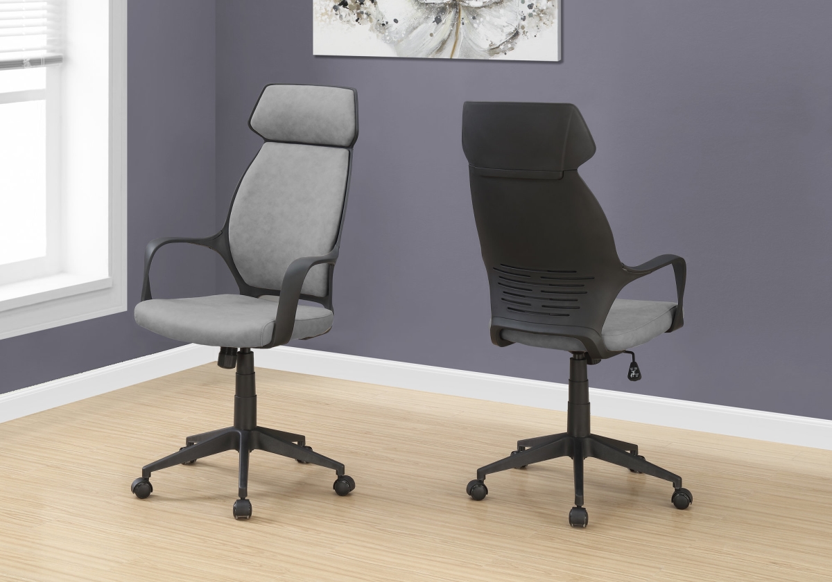 333442 46 In. Grey Microfiber, Mdf, Metal & Polyprene High Back Office Chair