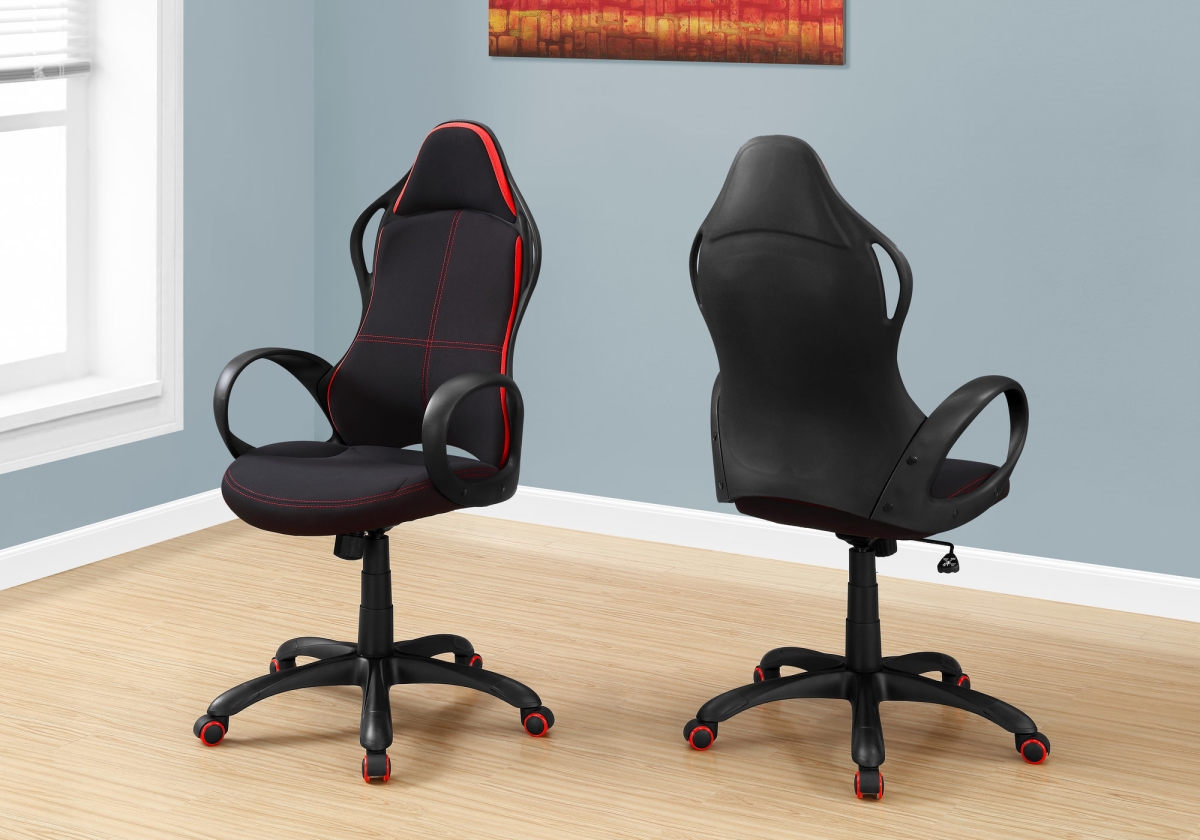 333447 46 In. Black & Red Fabric, Mdf, Metal, Polypropylene Multi-position Office Chair