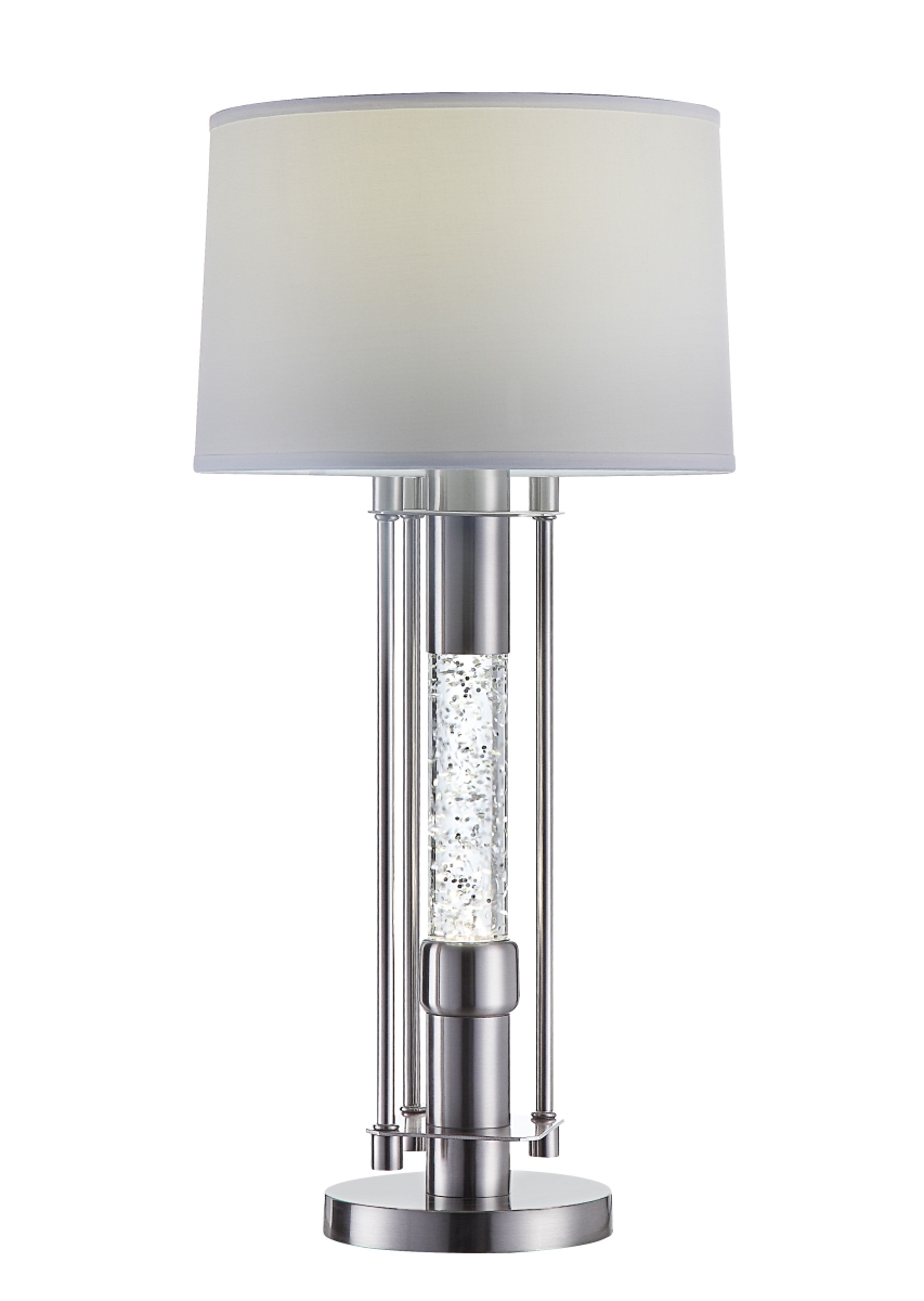 347215 15 X 15 X 32 In. Brushed Nickel Metal Glass Led Shade Table Lamp