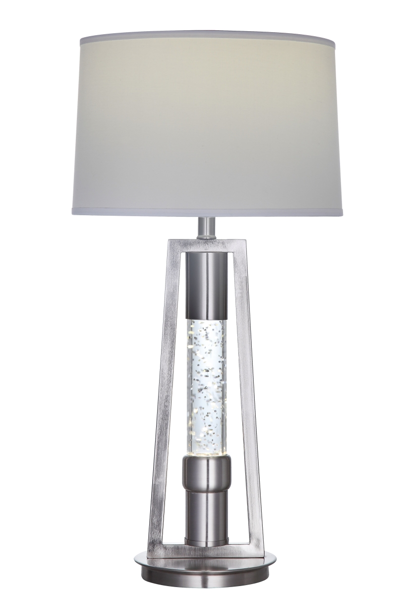 347217 15 X 15 X 31 In. Brushed Nickel Metal Glass Led Shade Table Lamp