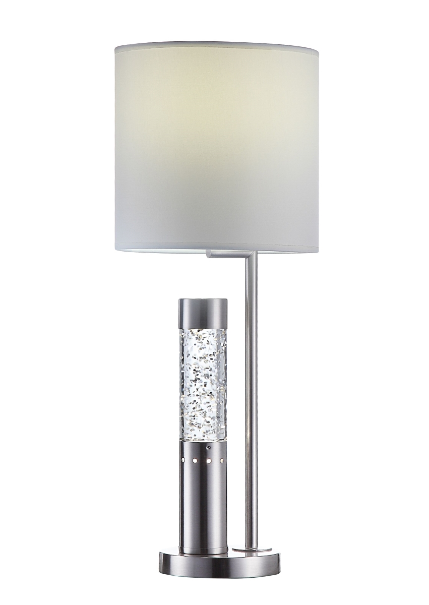 347219 10 X 10 X 25 In. Brushed Nickel Metal Glass Led Shade Table Lamp