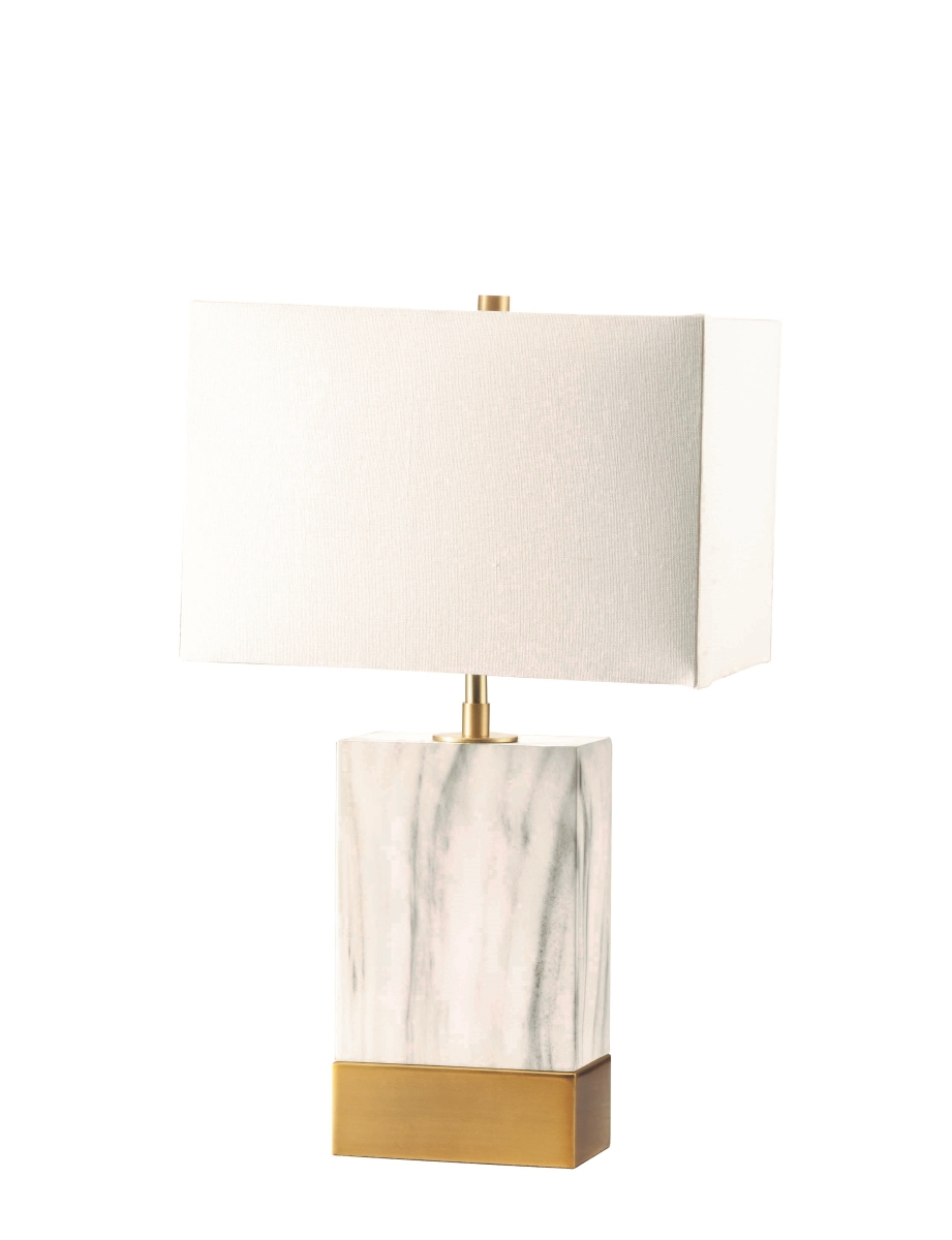 347229 8 X 13 X 25 In. White Satin Gold Metal Shade Table Lamp
