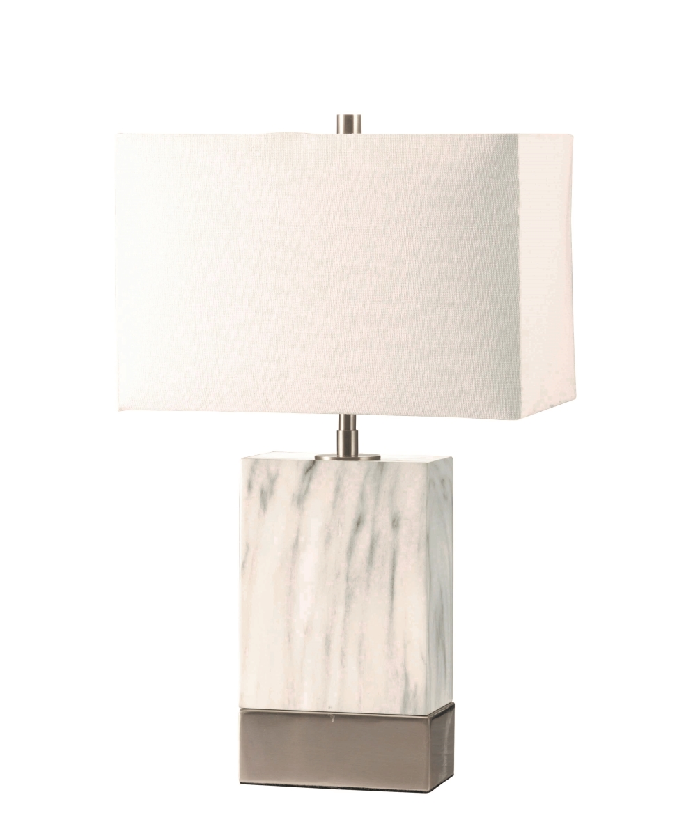 347230 8 X 13 X 25 In. White Brushed Nickel Metal Shade Table Lamp