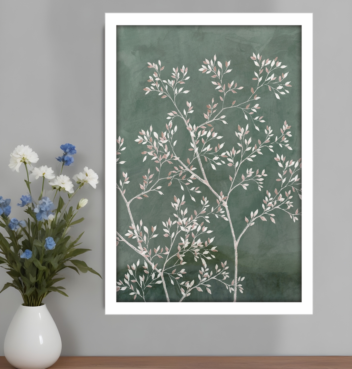 525953 Delicate Tree II White Framed Print Wall Art