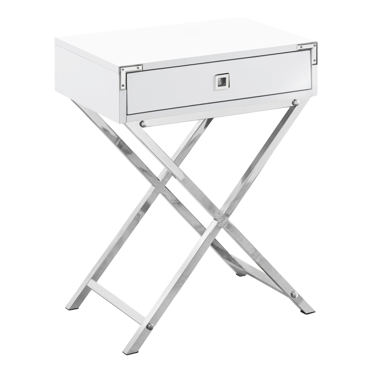 333257 24 In. Particle Board, Mdf & Chrome Metal Accent Table
