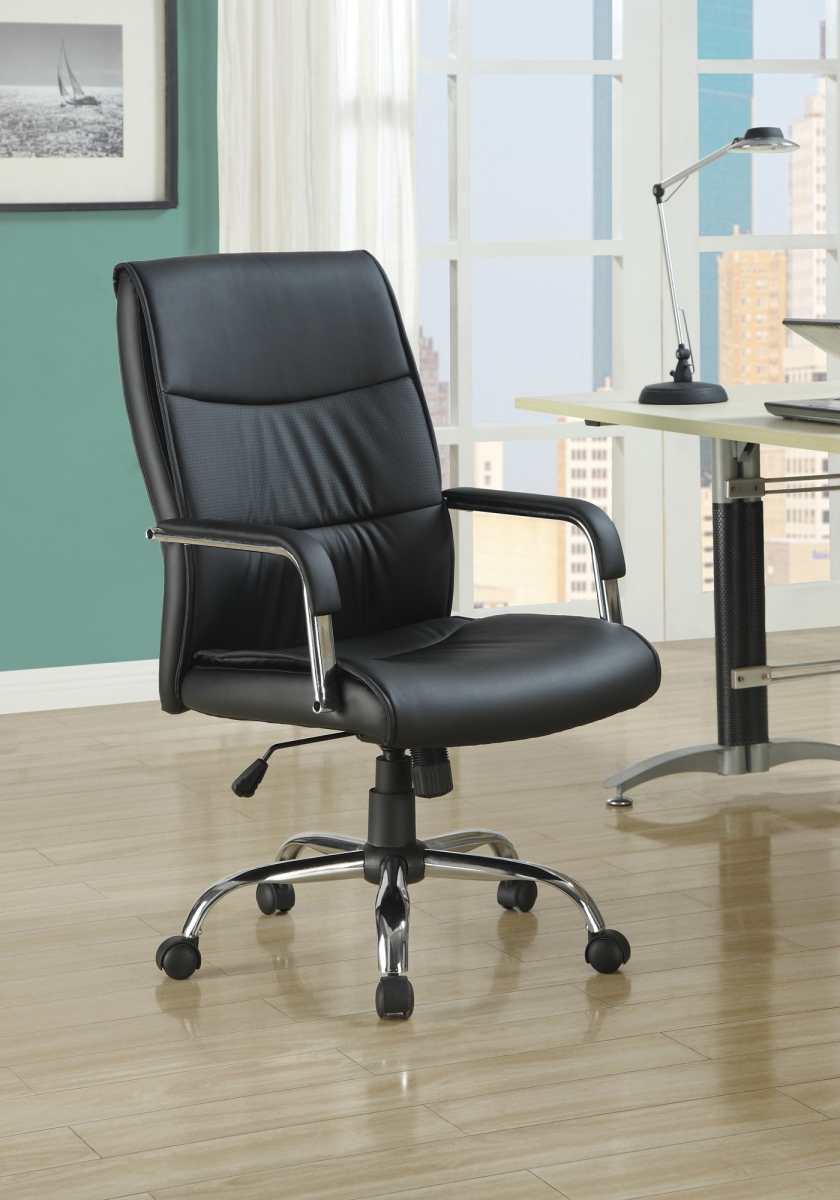 333272 41.5 In. Black Leather Look, Foam & Metal Office Chair