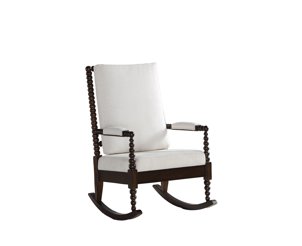 347302 25 X 33 X 41 In. Cream Fabric Walnut Wood Upholstered Seat Rocking Chair