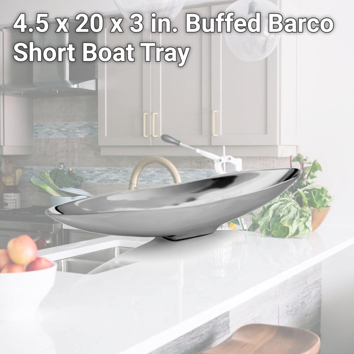 Picture of HomeRoots 354894 4.5 x 20 x 3 in. Buffed Barco Short Boat Tray