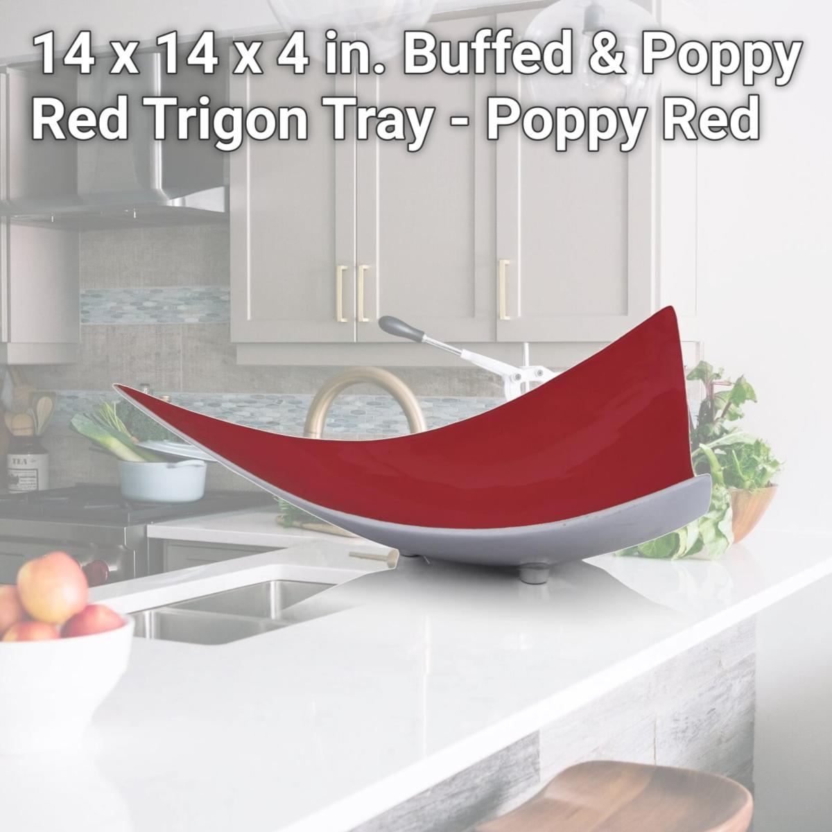 Picture of HomeRoots 354585 14 x 14 x 4 in. Buffed & Poppy Red Trigon Tray - Poppy Red