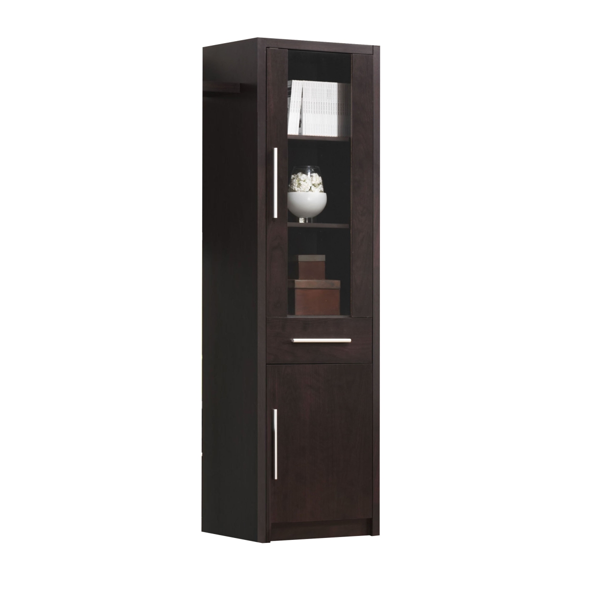 346967 15 X 21 X 71 In. Espresso Wood Veneer Paper Tv Cabinet
