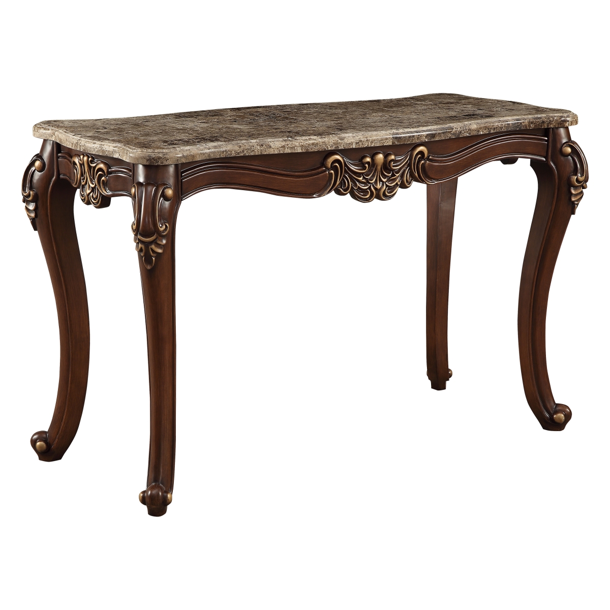 347414 23 X 56 X 37 In. Walnut Wood Marble Sofa Table
