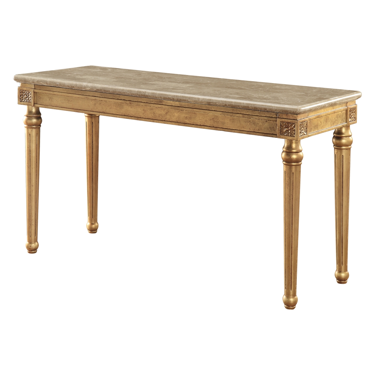 347417 22 X 57 X 37 In. Marble Antique Gold Wood Sofa Table
