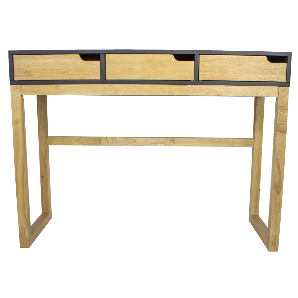 365083 Black & Natural Solid Wood Three Drawer Console Table, 43 X 16 X 32 In.