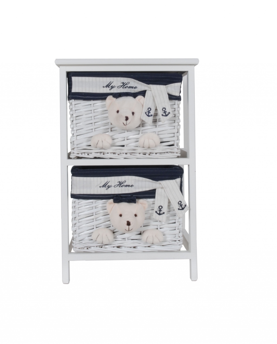 364165 White, Blue Portable 2 Drawers - 12.5 X 16 X 25 In.