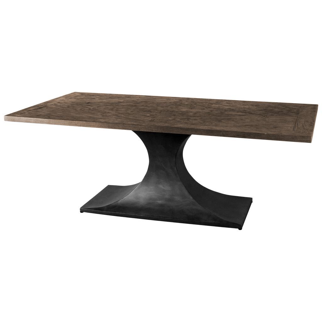 380462 79 X 39 In. Rectangular Brown Solid Wood Top With Black Metal Base Dining Table