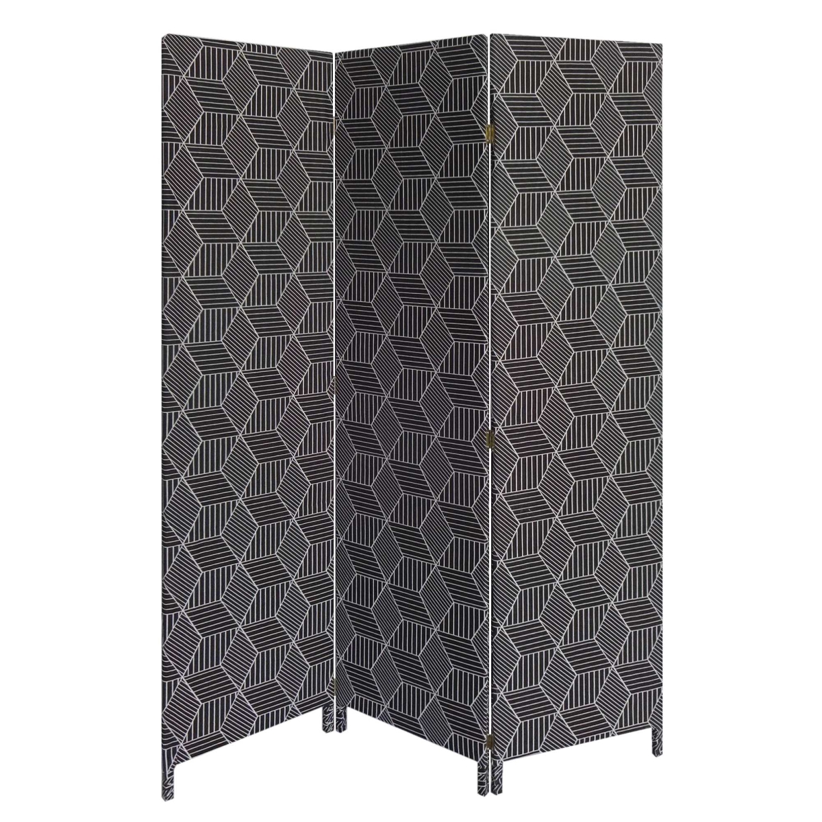 379910 3 Panel Soft Fabric Room Divider, Black - 71 X 47 X 1 In.