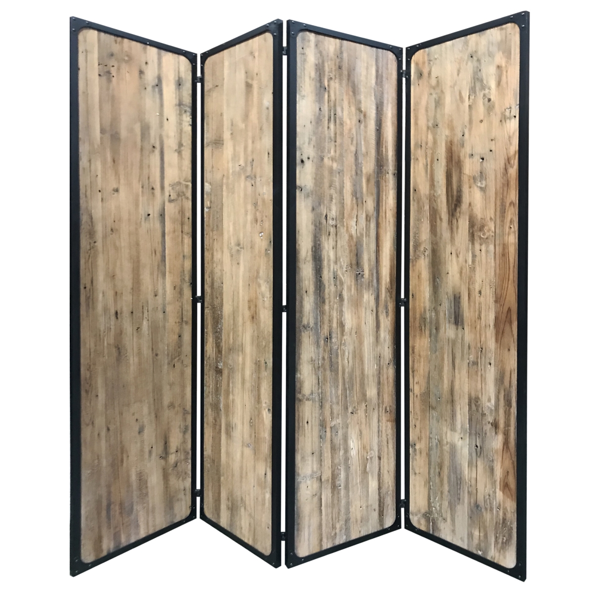 379906 4 Panel Room Divider, Brown - 84 X 80 X 1 In.