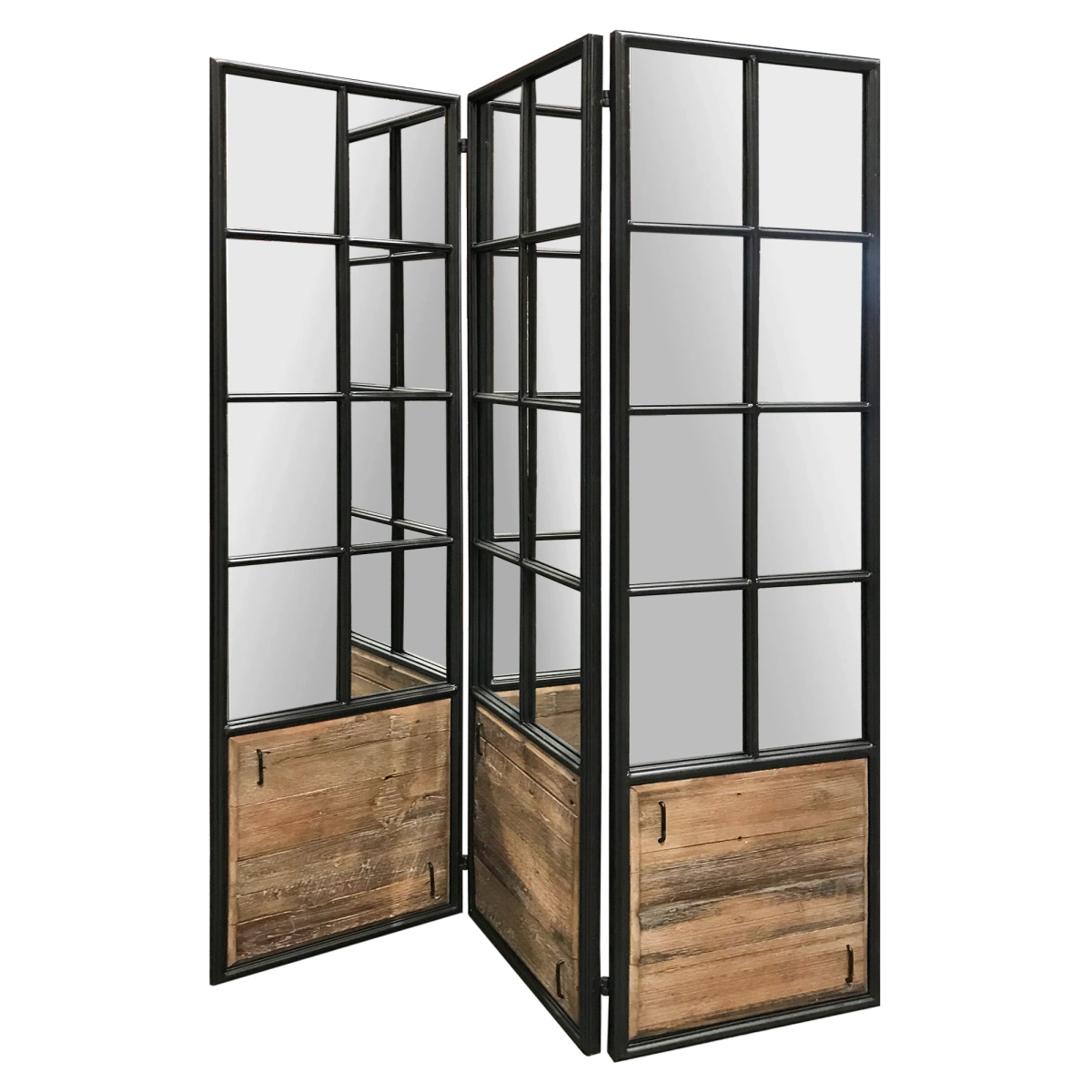 379905 3 Panel Black & Brown Room Divider With An Optical Illusion