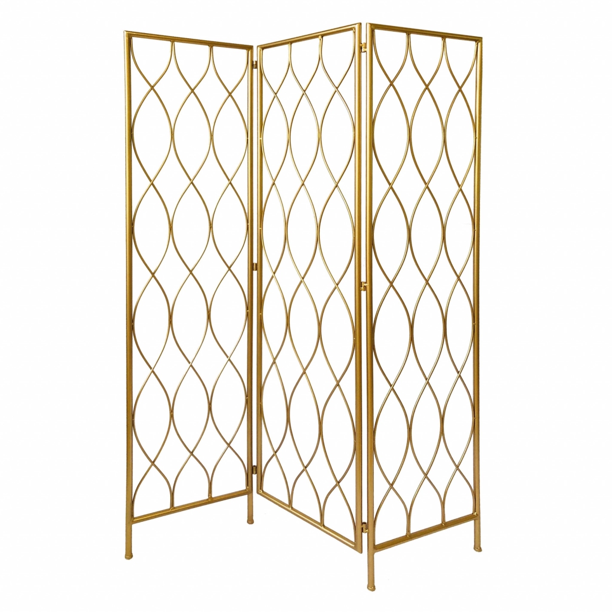 379901 3 Panel Gold Room Divider With Golden Age Charm
