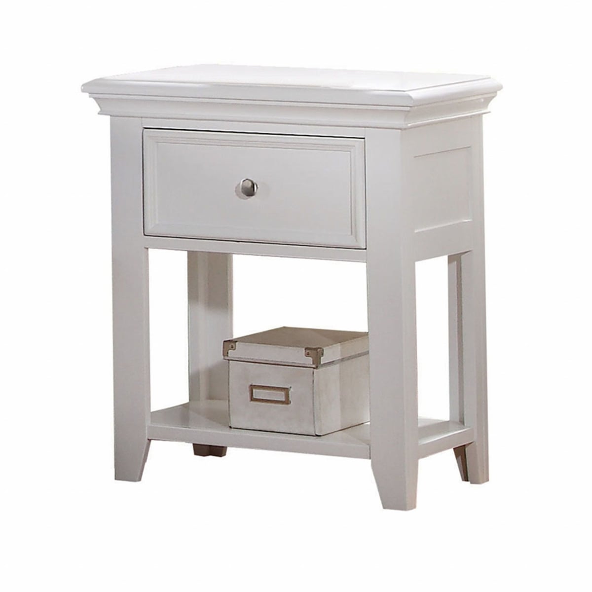 376965 Wood Nightstand with 1 Drawer & Shelf, White