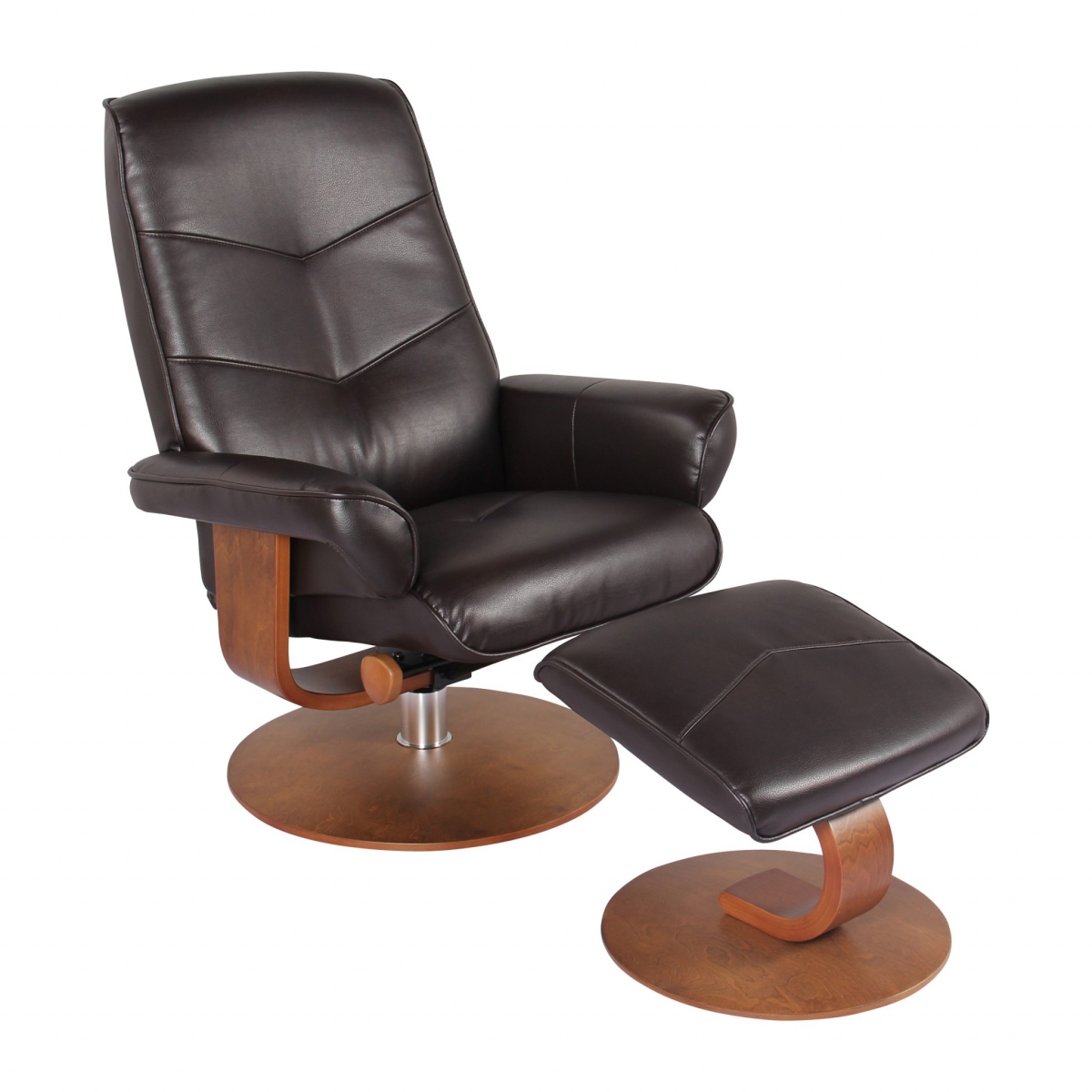 Home Roots 383051 Contemporary Swivel Recliner & Ottoman Set, Java Brown