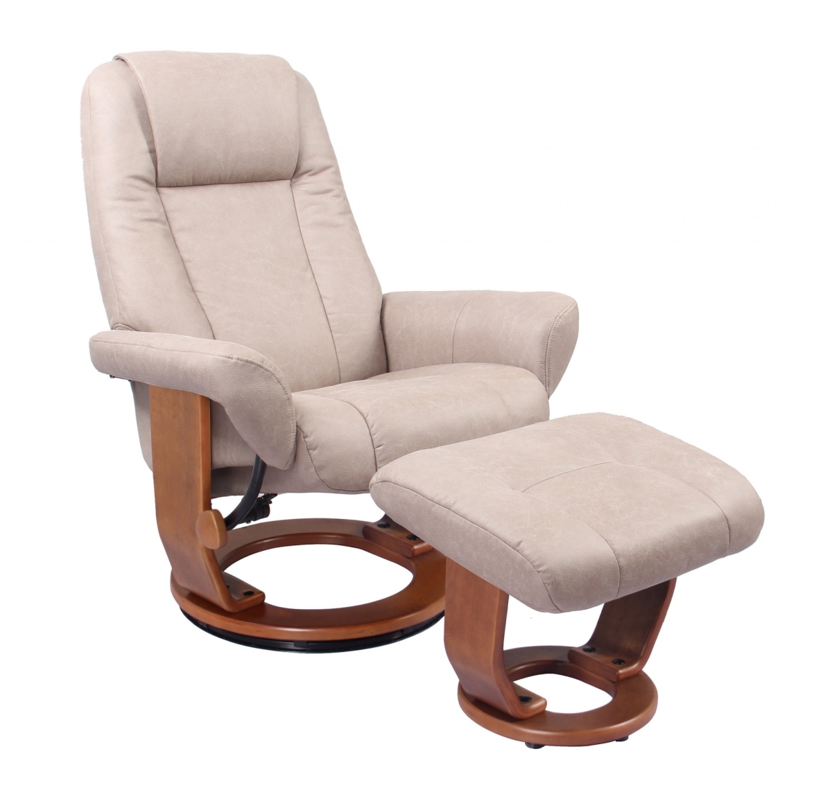 Home Roots 383056 Contemporary Swivel Recliner & Ottoman Set, Sandy Beige