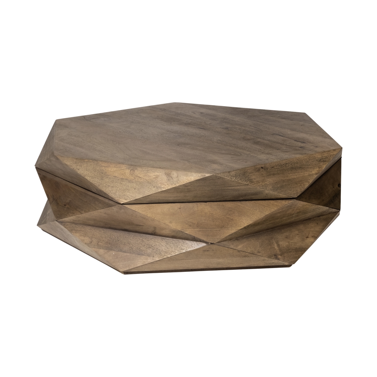 Hexagonal Hinged Solid Wood Top & Base Coffee Table