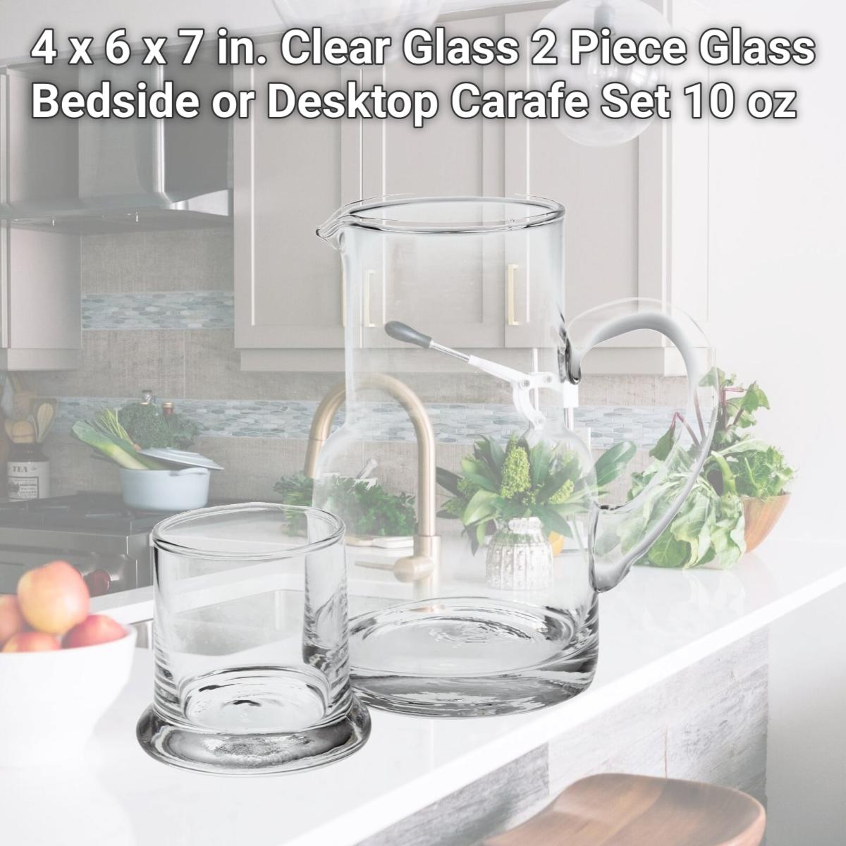 Picture of HomeRoots 375883 4 x 6 x 7 in. Clear Glass 2 Piece Glass Bedside or Desktop Carafe Set, 10 oz