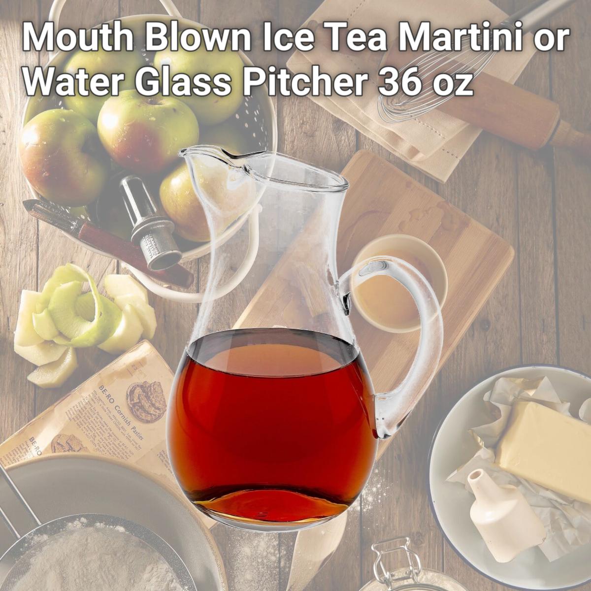 Picture of HomeRoots 376167 Mouth Blown Ice Tea Martini or Water Glass Pitcher, 36 oz