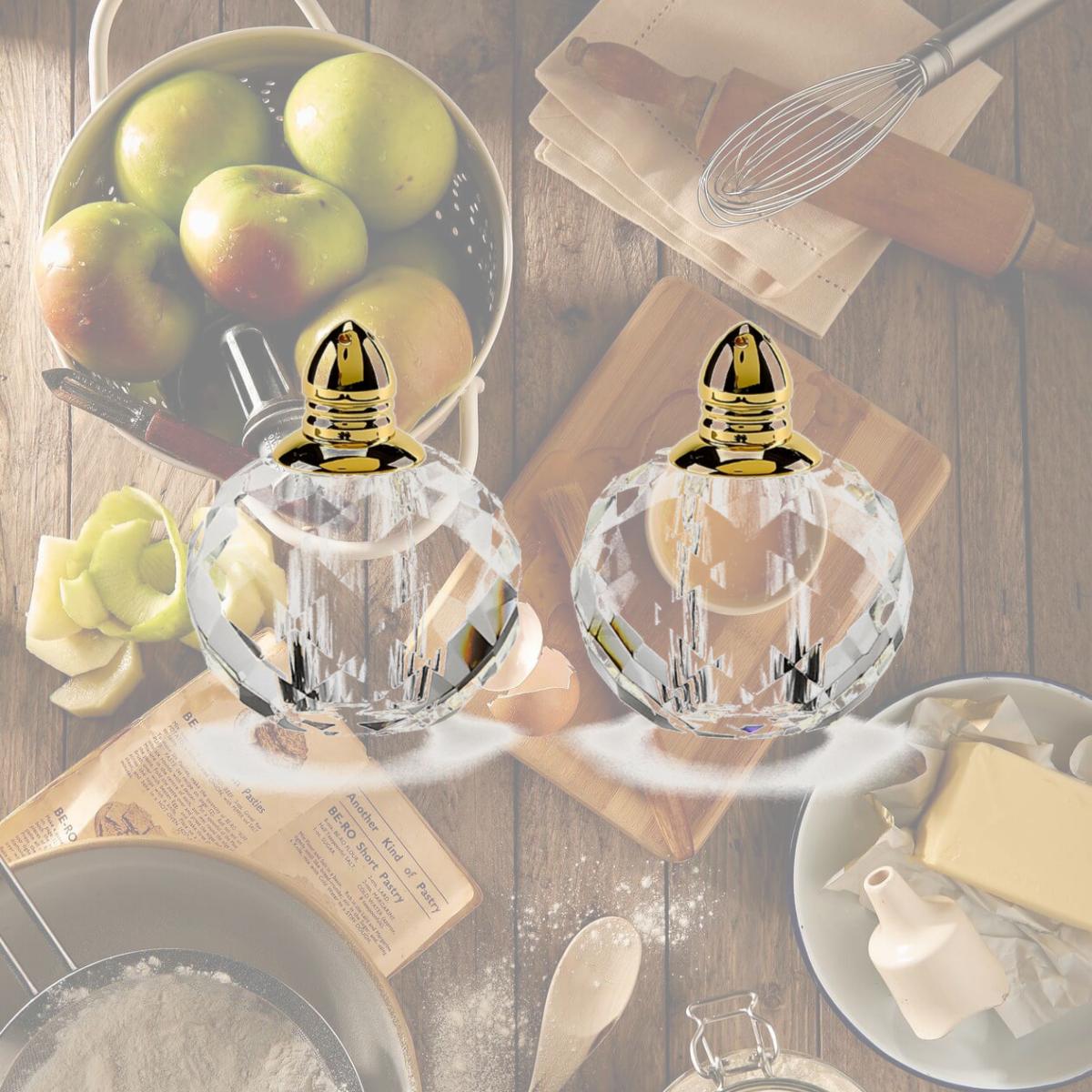 Picture of HomeRoots 376098 Handcrafted Optical Crystal, Gold Rounded Salt & Pepper Shakers