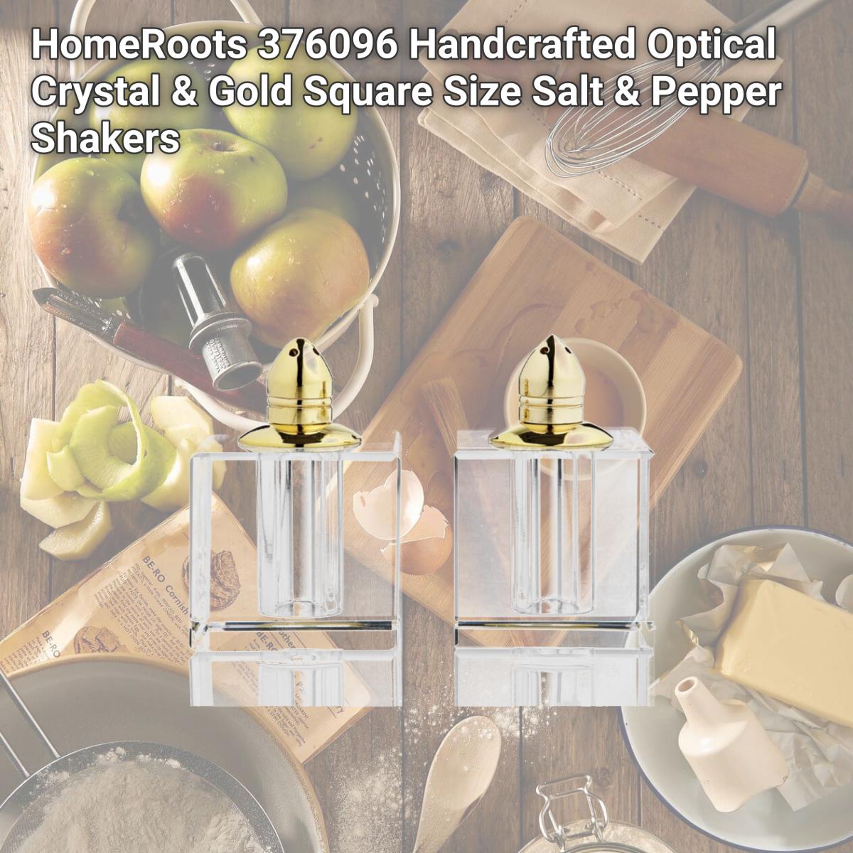 Picture of HomeRoots 376096 Handcrafted Optical Crystal & Gold Square Size Salt & Pepper Shakers