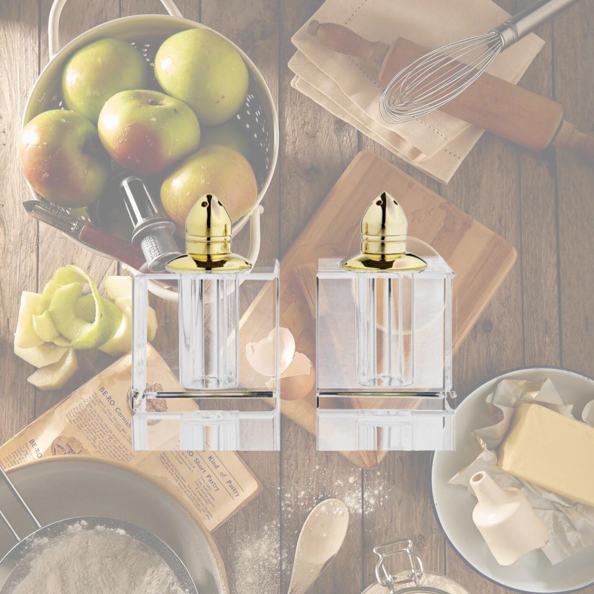 Picture of HomeRoots 376096 Handcrafted Optical Crystal & Gold Square Size Salt & Pepper Shakers