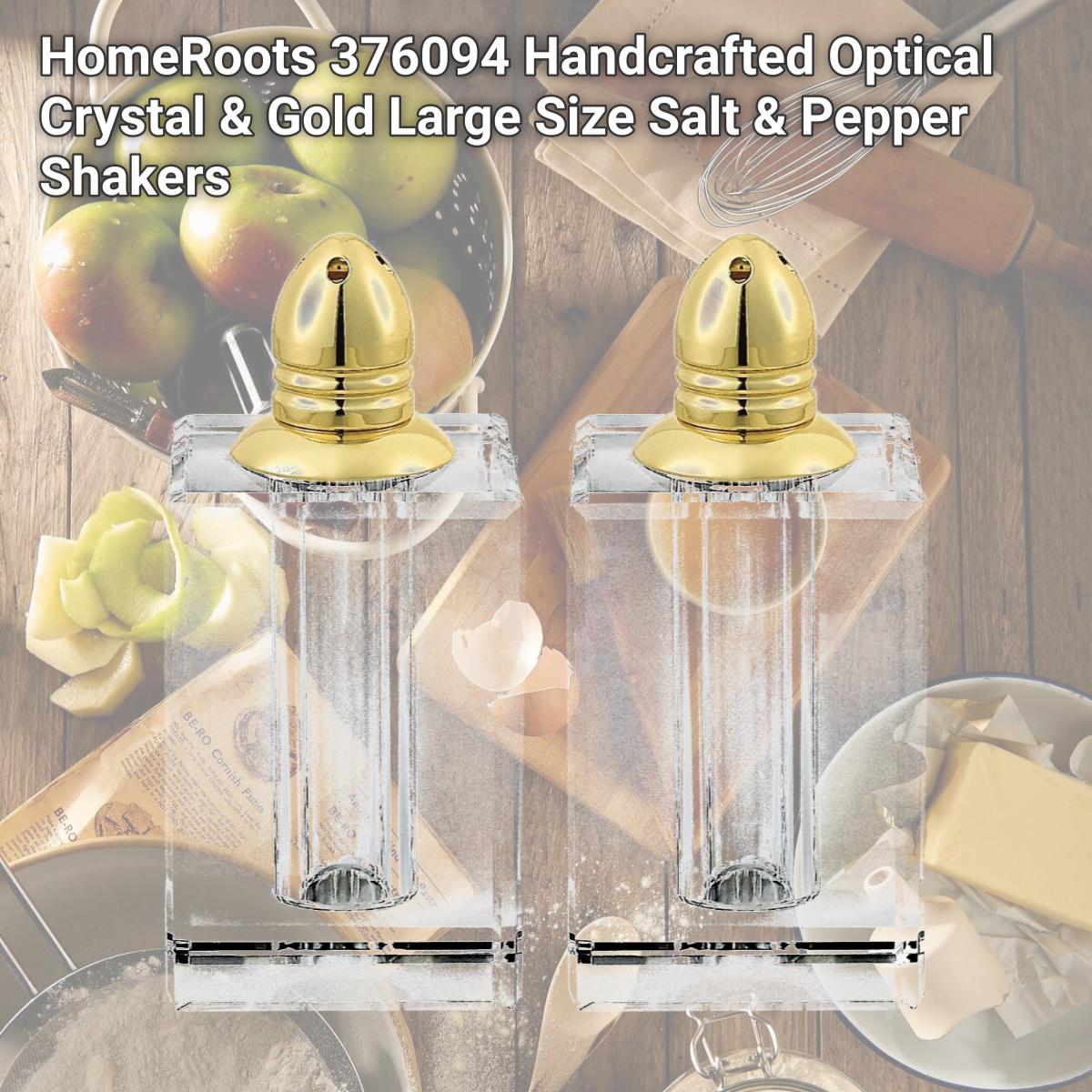 Picture of HomeRoots 376094 Handcrafted Optical Crystal & Gold Large Size Salt & Pepper Shakers