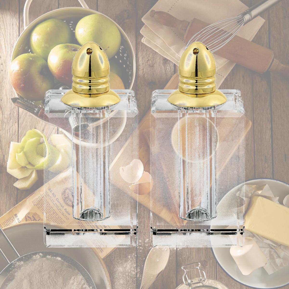 Picture of HomeRoots 376094 Handcrafted Optical Crystal & Gold Large Size Salt & Pepper Shakers