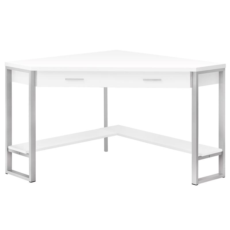355733 42 x 42 x 30 in. White with Silver Metal Computer Desk