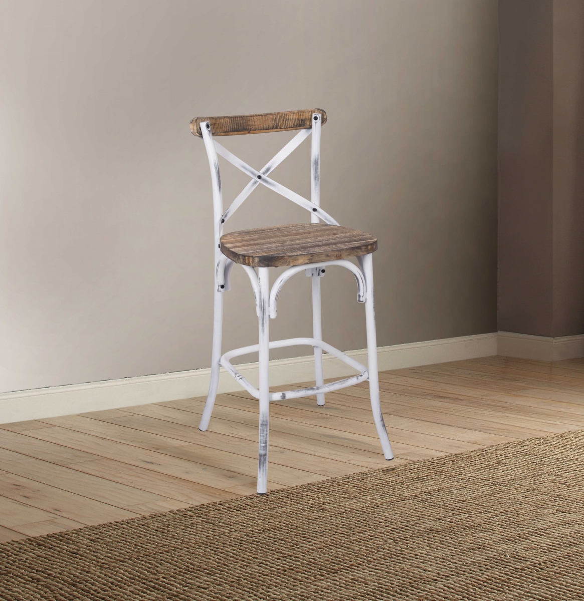 374178 Wooden Bar Chair - Antique White