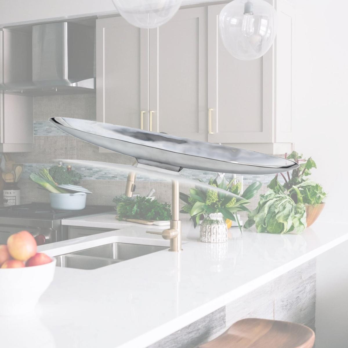 Picture of HomeRoots 373781 6.5 x 47.25 x 4.5 in. Aluminum Extra Large Long Boat Tray - Silver