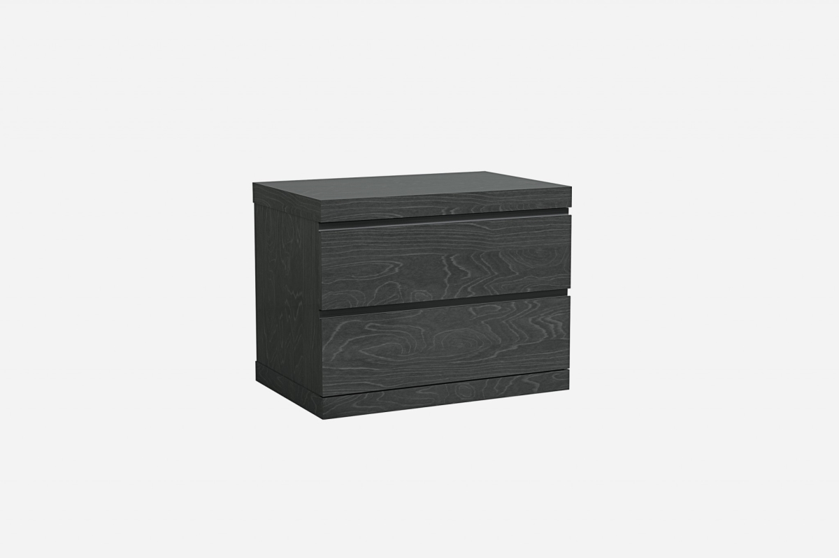 370735 Modern Gray Woodgrain 2 Drawer Nightstand