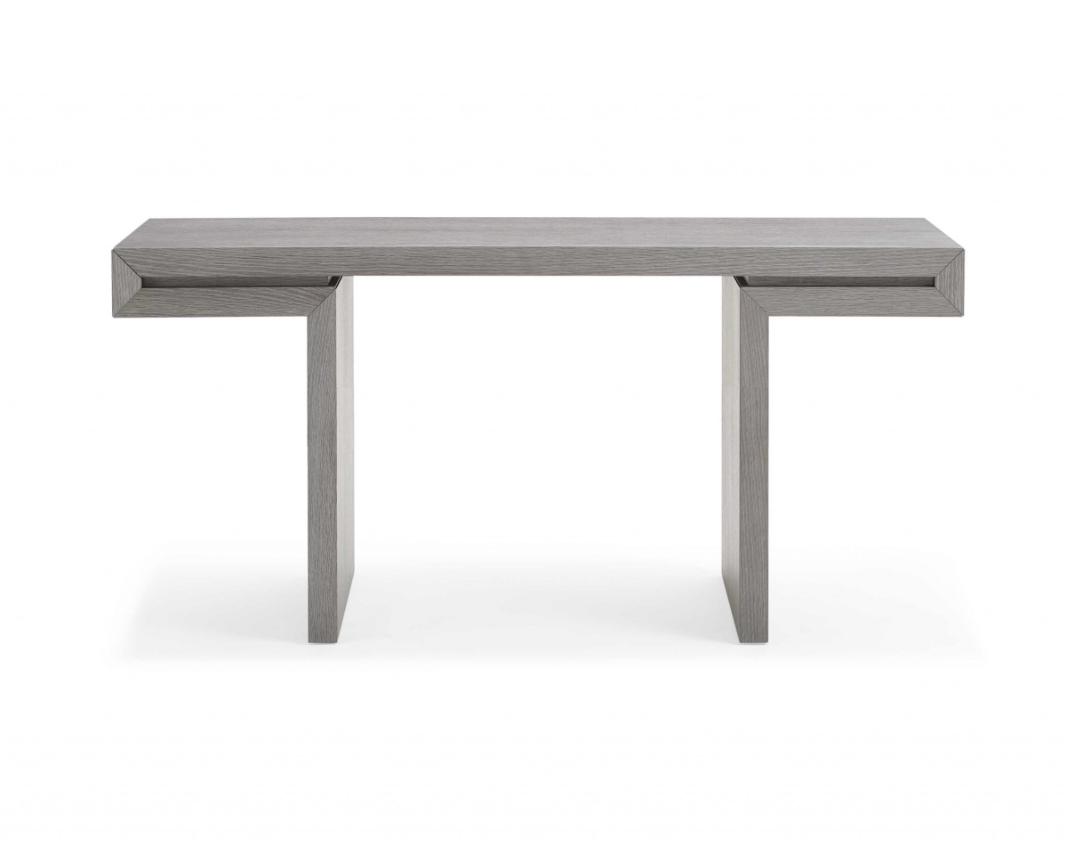 372161 63 X 15 X 35 In. Grey Oak Veneer Console Table