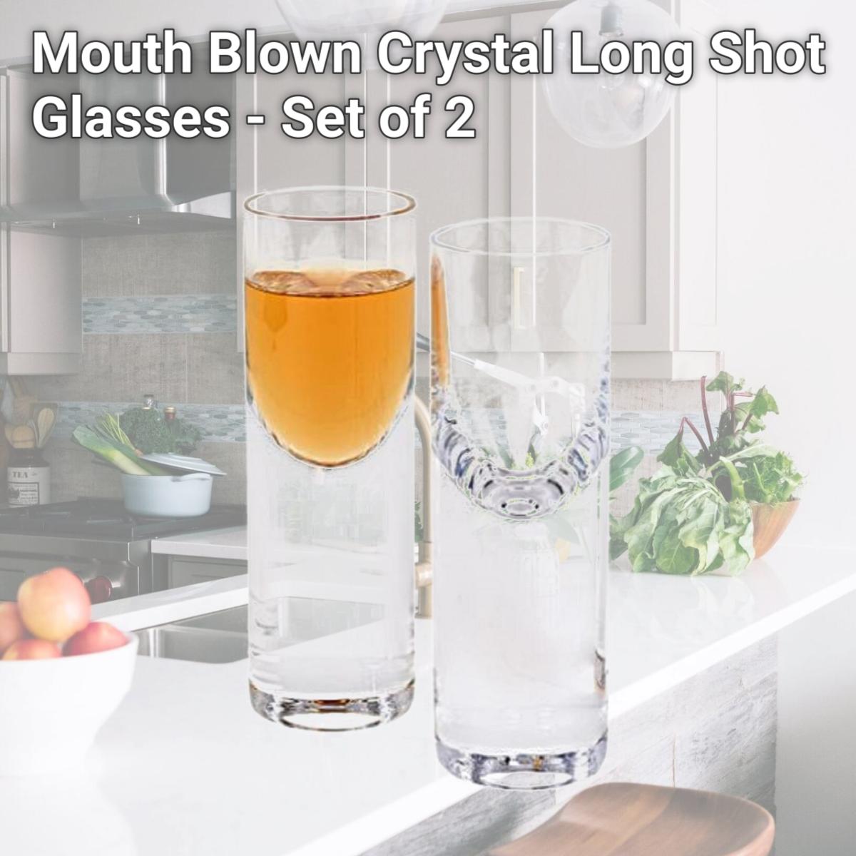 Picture of HomeRoots 386760 Mouth Blown Crystal Long Shot Glasses - Set of 2