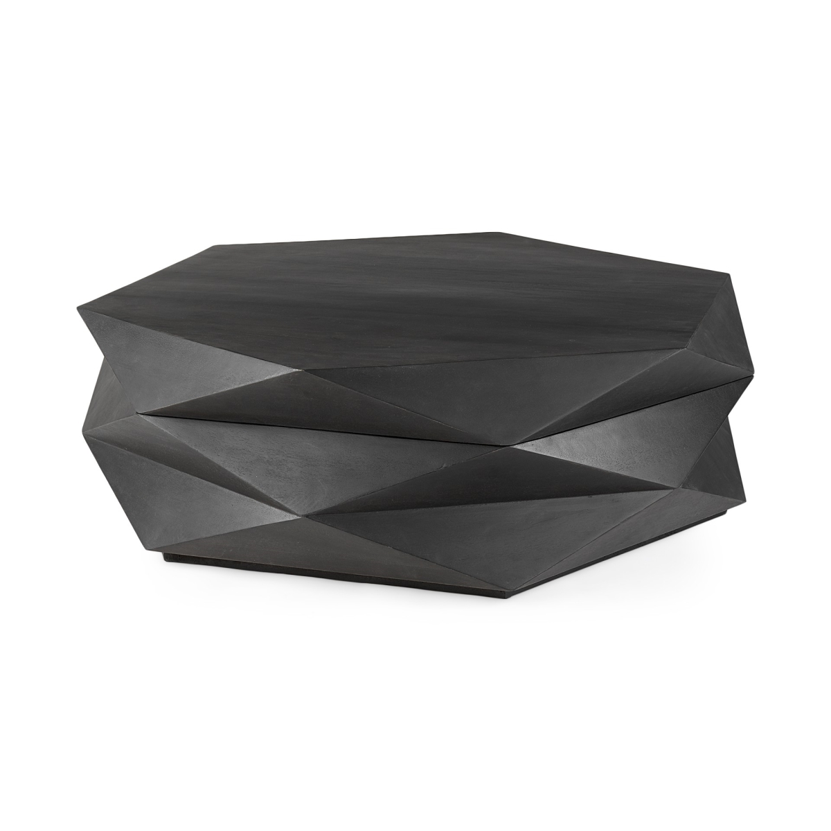 48 in. Mod Geometric Black Solid Wood Coffee Table