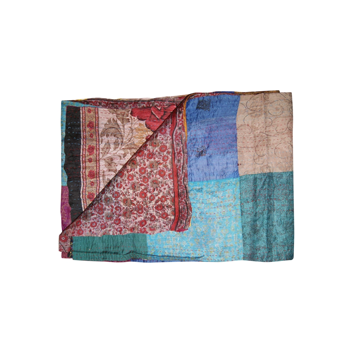 293214 0.1 X 60 X 90 In. Kantha Silk Throw Quilt Blanket