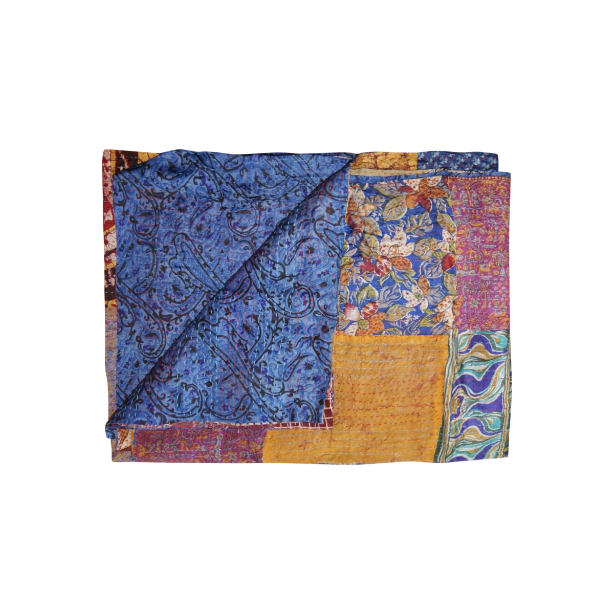 293215 0.1 X 60 X 90 In. Kantha Silk Throw Quilt Blanket