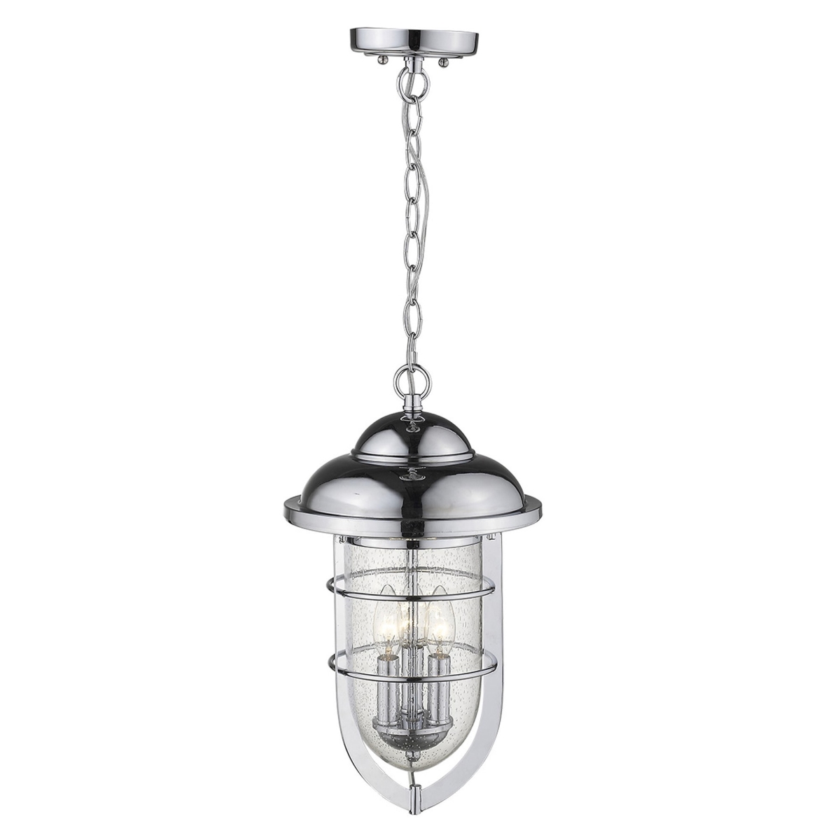 Picture of HomeRoots 397960 18.5 x 10 x 10 in. Dylan 3-Light Chrome Hanging Lantern