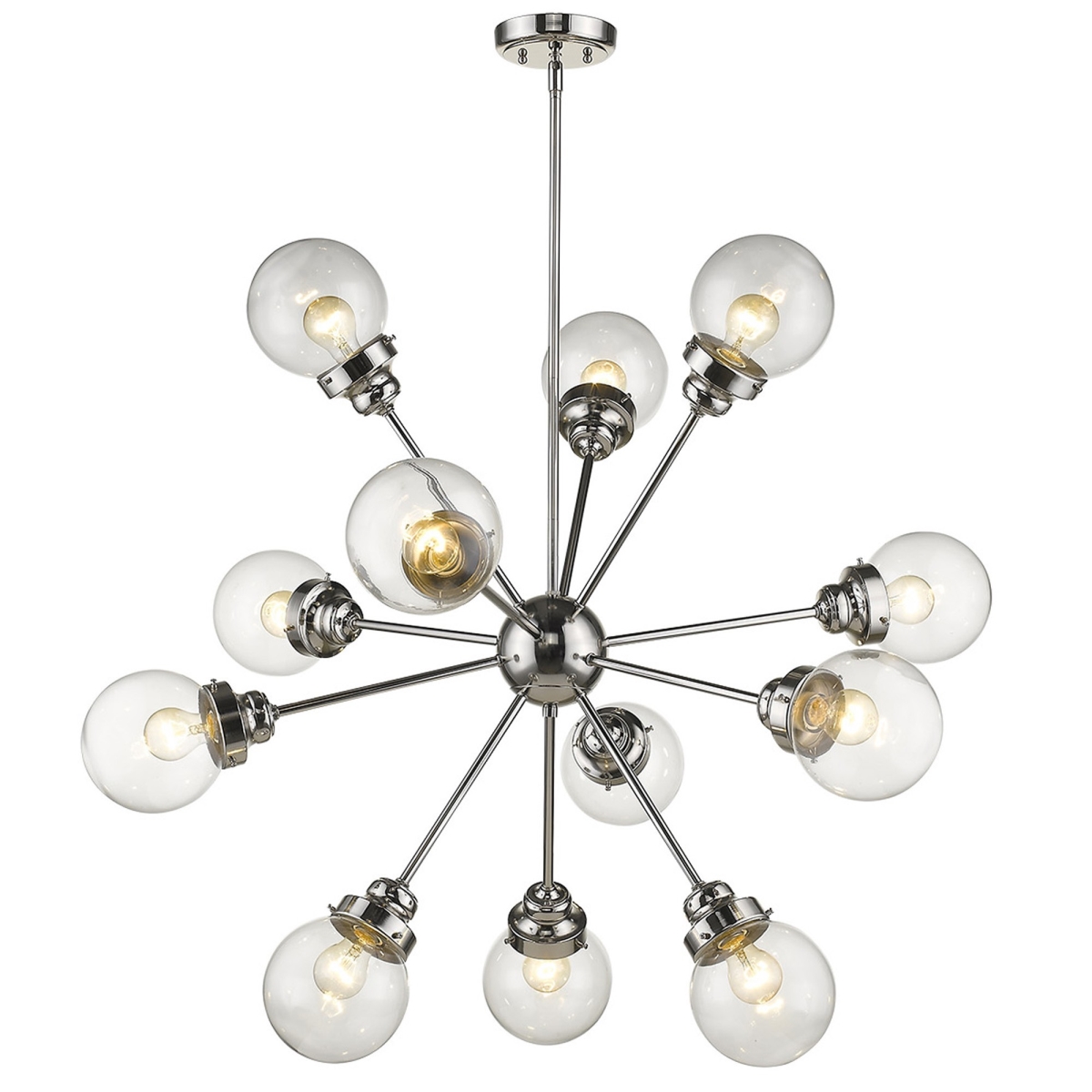 Picture of HomeRoots 398214 40 x 40 x 40 in. Portsmith 12-Light Polished Nickel Chandelier