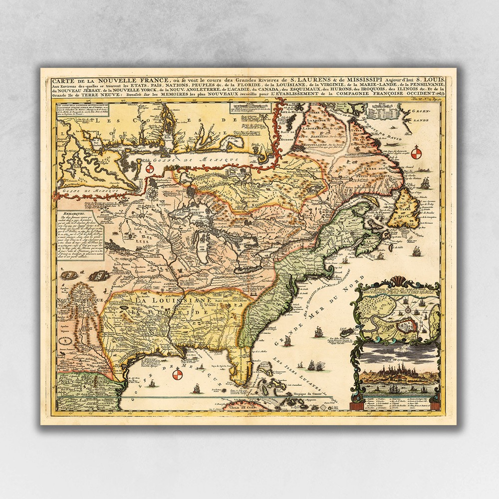UPC 752561000004 product image for 16 x 20 in. Vintage 1718 Map of New France Multi Color Wall Art | upcitemdb.com