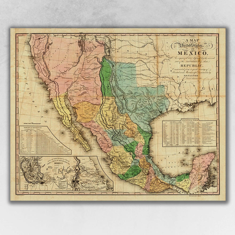 UPC 752561000011 product image for 24 x 30 in. Vintage 1846 Map of Mexico Multi Color Wall Art | upcitemdb.com