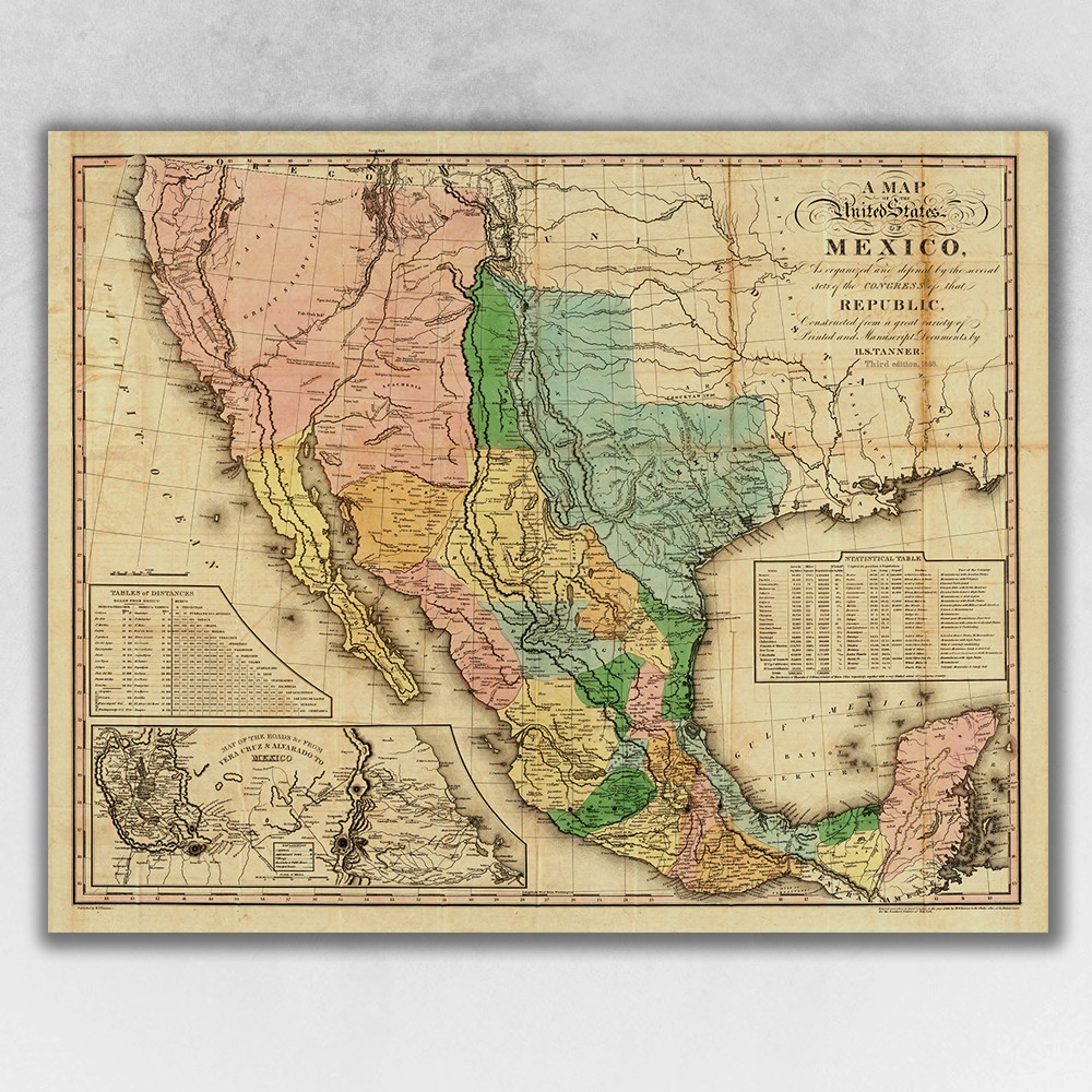 UPC 752561000028 product image for 20 x 24 in. Vintage 1846 Map of Mexico Multi Color Wall Art | upcitemdb.com